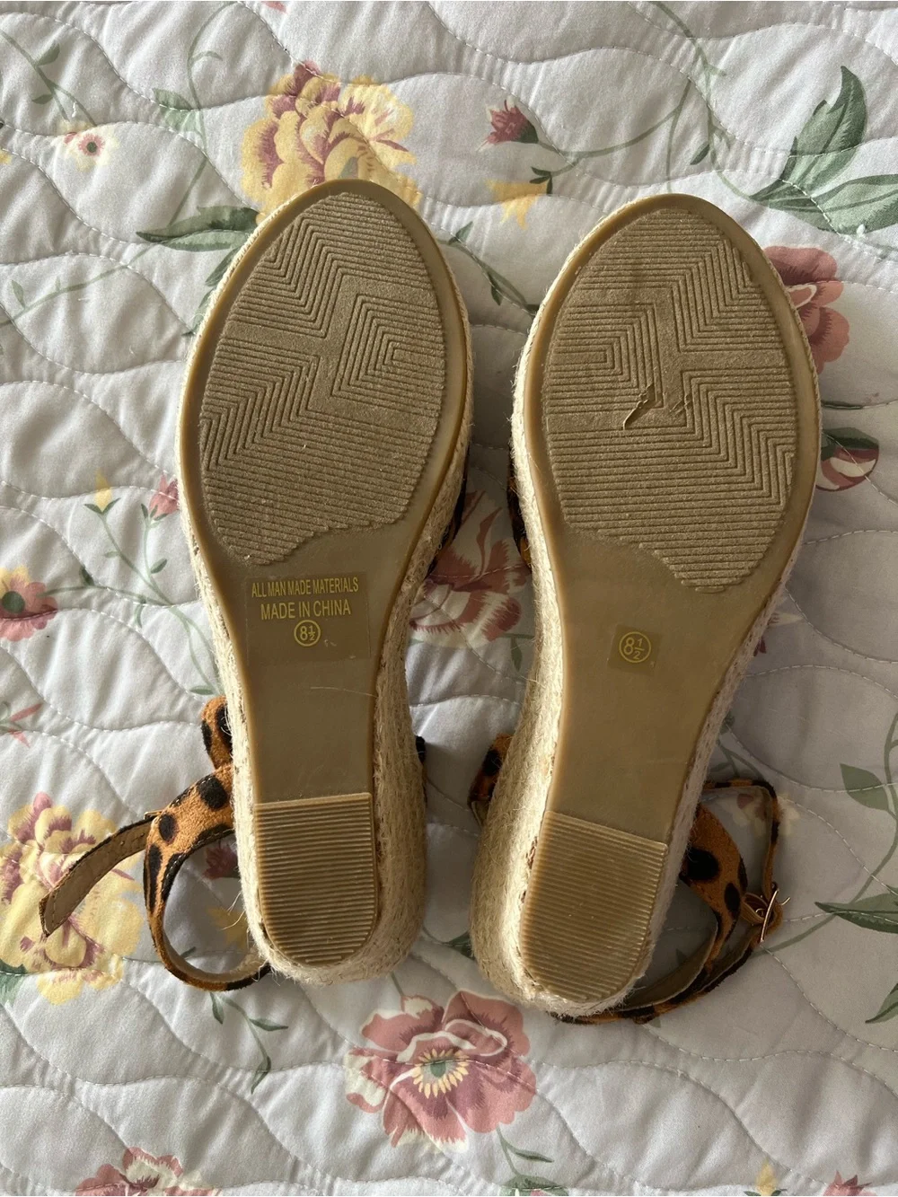 TOP Moda Leopard Print Wedge Espadrilles - Tan/Black